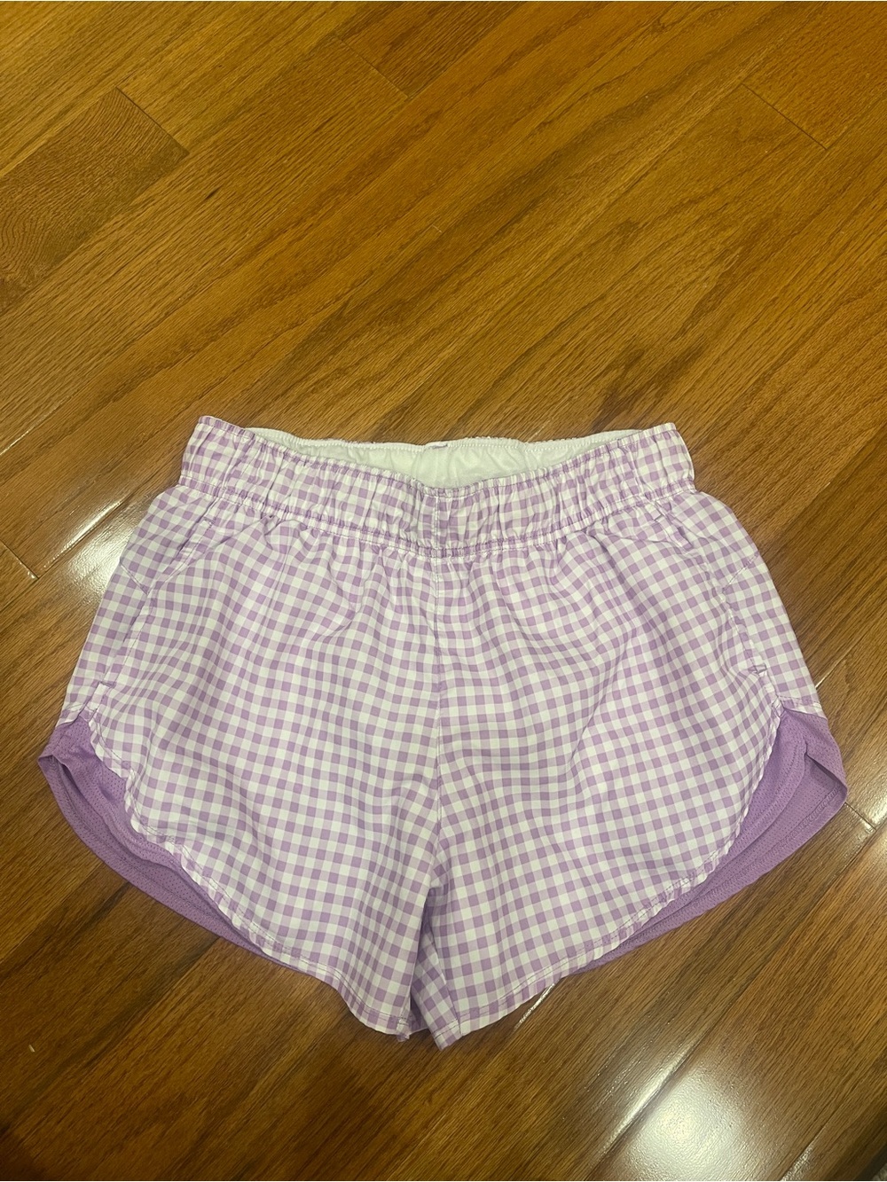 Athletic Works Women Purple White Gingham Plaid Athletic Workout Small